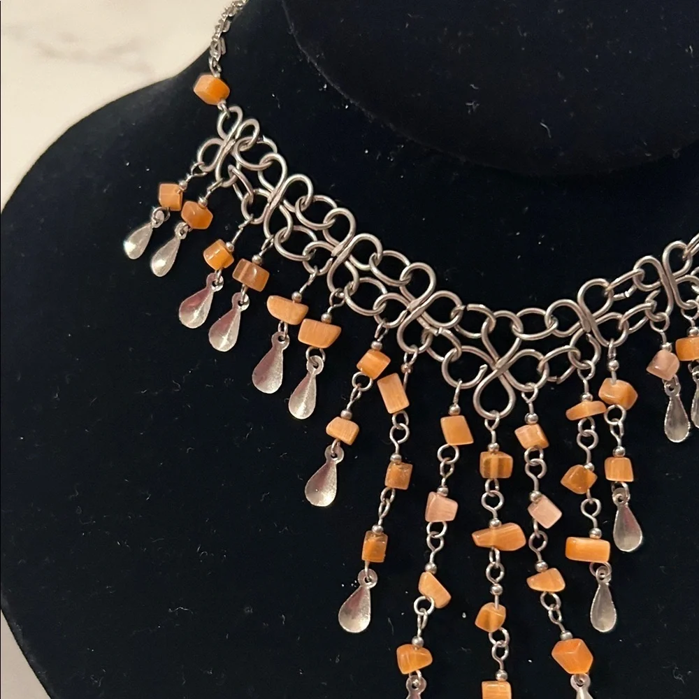 Elegant Silver and Gold Chandelier Necklace